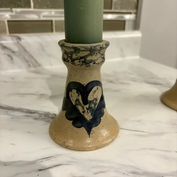 Vintage Beaumont Brothers Pottery Candle Sticks & Bowl Salt Glazed Stoneware - Picture 5 of 16